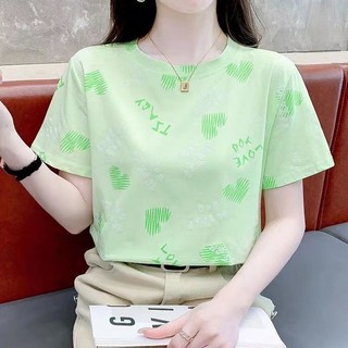 [Sẵn sàng] Nhà máy Độc quyền Store Áo thun ngắn tay in hình cổ tròn dành cho nữ Quần áo mùa hè 2023 Mùa hè Phong cách mới Áo thun ngọt ngào phù hợp cho mọi trận đấu thường ngày Top 3D Three @