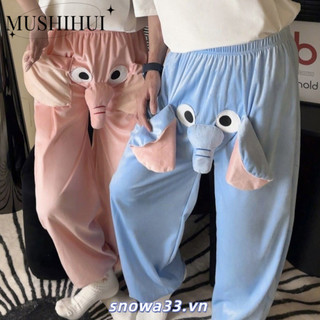 Quần MUSHIHUI Xiangnan Bộ đồ ngủ hình voi 3D dễ thương và vui nhộn, thích hợp cho các cặp đôi mặc ở nhà