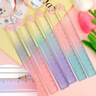 Thước Gradient Cat Paw - Thước nhựa 15cm - Thước đo vẽ học sinh - Văn phòng phẩm toán học - Đồ dùng văn phòng trường học - Thước đo thủ công