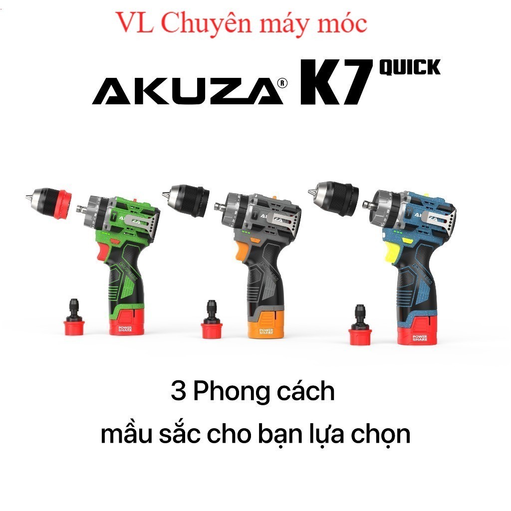 Máy Khoan 3 Chức Năng, AKUZA K7, Khoan pi.m Và Cấp Trượt 2 Trong 1,  Đầu 10 VL Chuyêm  máy móc