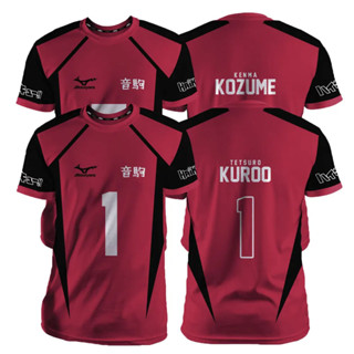 Jeans Fritz Haikyuu Nekoma Đỏ Hoạt Hình Anime Cosplay Nam Jersey Mùa Hè Tay Ngắn Áo Thun Thời Trang 2024
