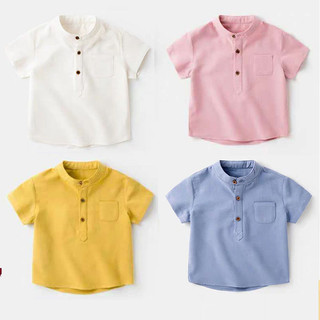 Bé trai áo sơ mi tay ngắn áo sơ mi trẻ em cotton nguyên chất mùa hè quần áo trẻ em áo sơ mi bé áo phong cách mỏng trẻ em phong cách mới quần áo mùa hè