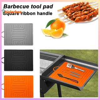 Aislerbee Silicone Nướng Kệ Bên Thảm Cho Miếng Lót Thìa Chống Trơn Trượt Đá Đen Có Bảo Vệ Nhỏ Giọt Đồ Dùng Kích Thước Lớn Thảm Nhà Bếp BBQ Phụ Kiện