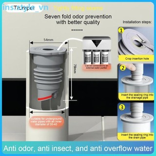Nút bịt cống thoát nước,Nắp bịt kín ống thoát nước,Chặn ống thoát nước máy giặt,Dụng cụ tiện dụng chống mùi hôi,Nút chặn khử mùi thoát nước sàn ins.style_vn