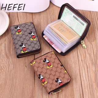 HEFEI Mickey Ví Ngắn Thời Trang Nữ Ví Đựng Tiền Xu Lưu Trữ Thẻ Dung Tích Lớn Da PU Kinh Doanh Thẻ