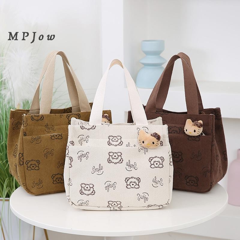 Mpjow Thời Trang Mới Túi Nữ In Tay Cầm Hoạt Hình Túi Xách Vải Bento Túi Tốt