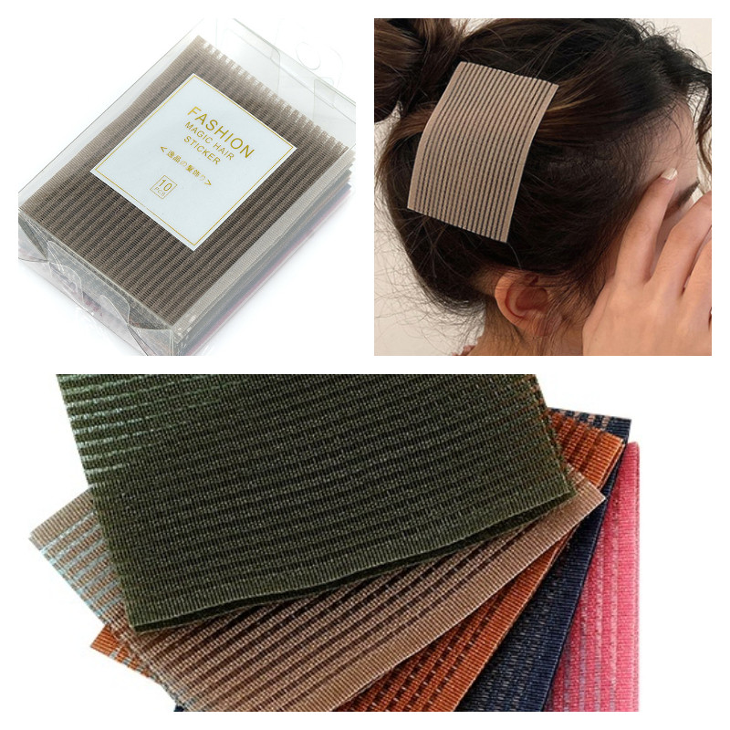 Bộ 10 miếng dán ma thuật, phụ kiện tóc, dây buộc tóc dính, miếng dán tóc mịn, miếng dán tóc gãy, dụn