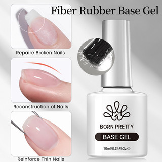BORN PRETTY 10ml Sợi Cao Su Đế Gel Sơn Móng Tay 10ml Hồng Milky Trắng Trong Suốt Varnish Bán Thường Trực Để Sửa Móng Tay