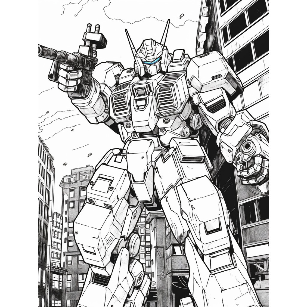 Bộ 33 tranh tô màu robot Gundam, tranh tô màu siêu nhân Gundam, tranh tô màu A4,A5 trẻ em