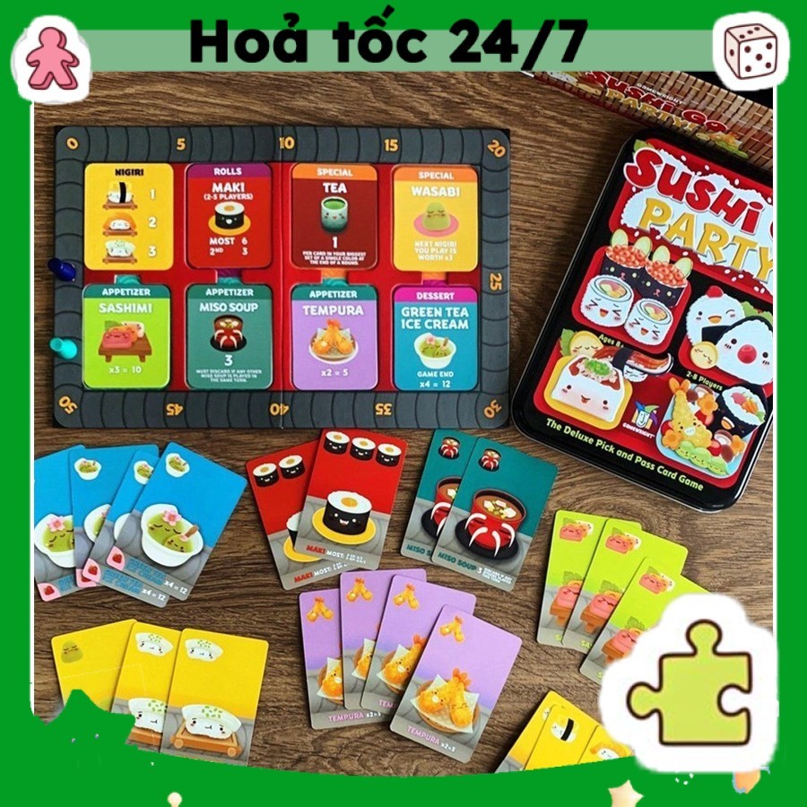[Luật Việt] Boardgame Sushi Go Party Trò Chơi Quán Ăn Sushi Tigar Trò chơi trí tuệ