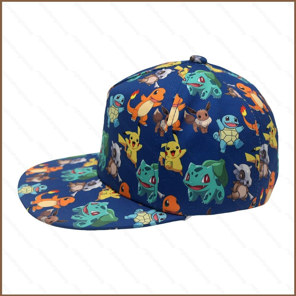 Bạn Hoạt Hình Dễ Thương Pokemon Pikachu In Vành Phẳng Hip Hop Mũ Charmander Bulbasaur Mũ Bóng Chày