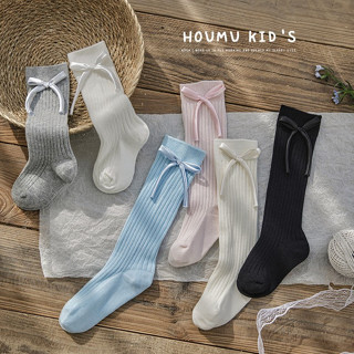 Tất Bé Gái 0-5 Tuổi Phong Cách Hàn Quốc Ngọt Ngào Dễ Thương Nơ Cotton Cao Đến Đầu Gối Cho Bé Gái