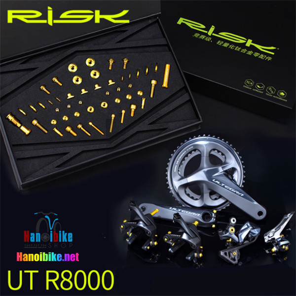 Bộ ốc titan Risk cho xe road RT-105 group R7000/R8000 - Vàng (bộ)