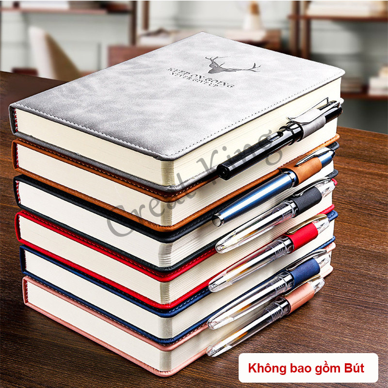 Sổ tay HƯƠU bìa da PU phiên bản mới ghi chép A5 360 trang 80gsm 145x210mm, HXGS Sổ tay kẻ ngang dập 