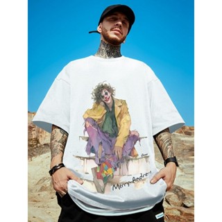 M-5xl Mùa Hè Mỹ Phong Cách Đường Phố Áo Thun Nữ Tay Ngắn Cho Nam Joker In Hình Cổ Tròn Quá Khổ Áo Plus Kích Thước Xu Hướng Áo Rời Đồ Họa Tee Hiphop Quần Áo