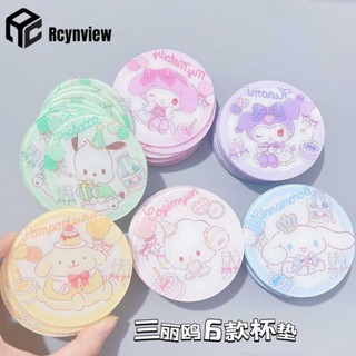 Sanrio Handy Tròn Acrylic Coaster Kawaii Hello Kitty My Melody Kuromi Rượu Uống Cà Phê Trà Thảm Bàn Cho Văn Phòng Tại Nhà 8cm