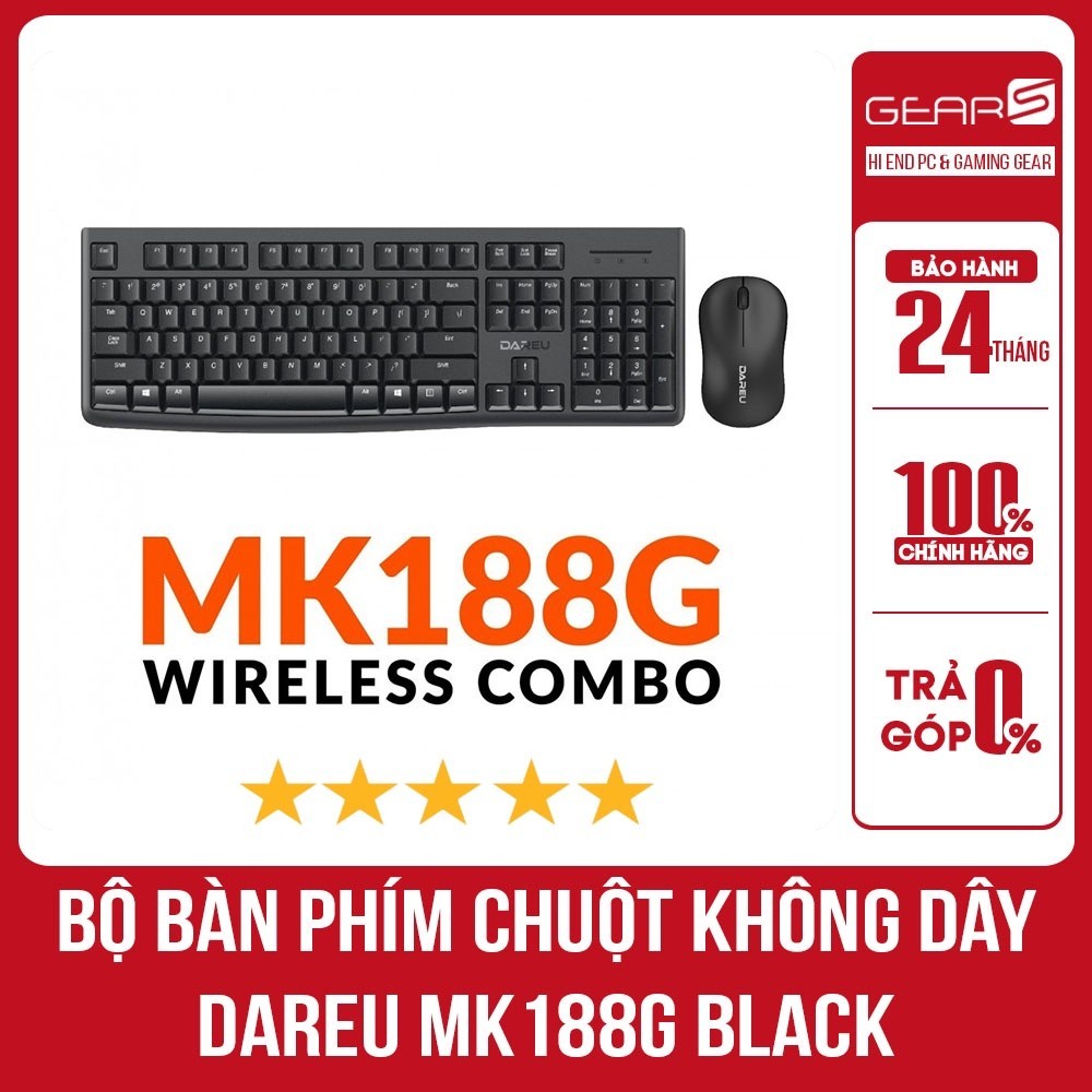 [FULL VAT] Bộ bàn phím chuột không dây Dareu MK188G Black - Bảo Hành Chính Hãng 12 Tháng