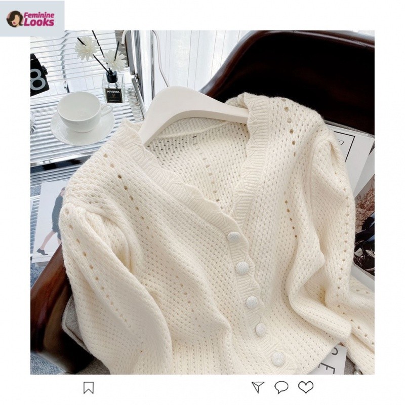 Áo Khoác cardigan Dệt Kim Lưng Cao Phong Cách Hàn Quốc