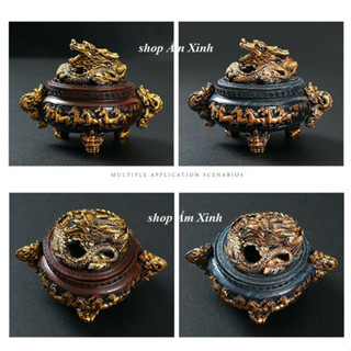 Lư Hương Xông Trầm, Đốt Nhang Trầm Họa Tiết Rồng Bằng Composite (Bền Đẹp, Chịu Nhiệt)