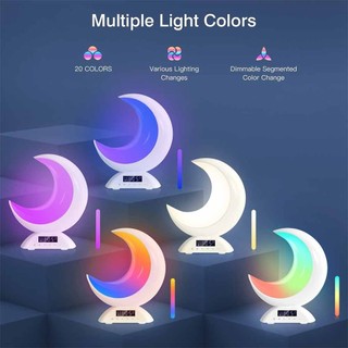 Moon Shape Bluetooth-compatible Speaker Room Decora Alarm Clock With LED Display Colorful Light MP3 Player Table Clock