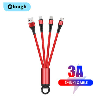 Elough Nhiều Màu Sắc 3 Trong 1 Móc Khóa Di Động Cáp Sạc Micro USB Loại C Cáp Sạc Nhanh Cáp USB