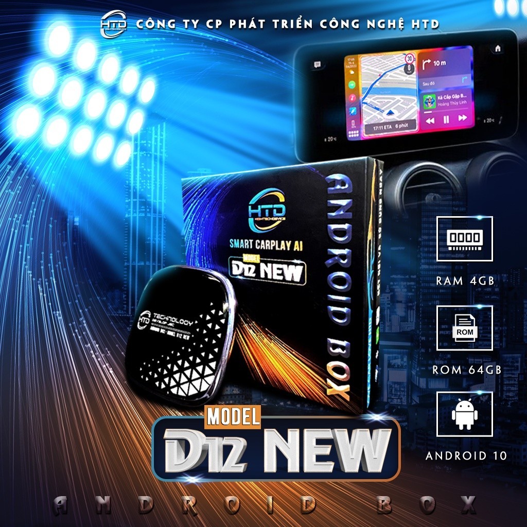 HTD Android box ô tô D12 New - Android 10
