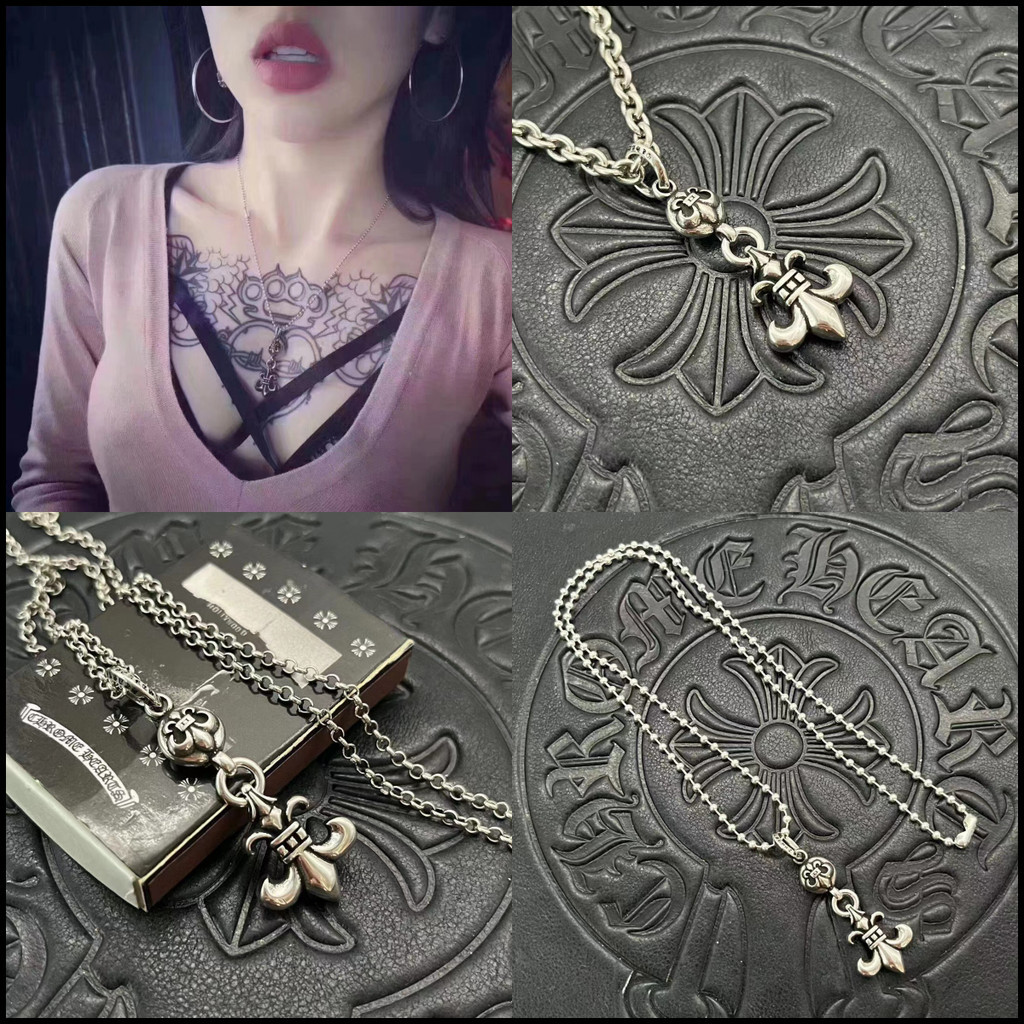 Chrome HEARTS Bạc 925 Đơn Artichoke Vòng Cổ Retro Punk Phong Cách Phụ Kiện Đường Phố Hip Hop Trang S