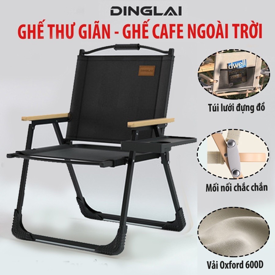 Ghế xếp du lịch gấp gọn dã ngoại Quán cafe có tựa lưng tay vịn tiện dụng - Chính Hãng PEHOUSE.