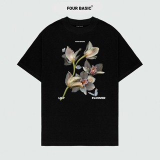 Áo thun tay lỡ cổ tròn form rộng LiLy Flowers Fullbox phông Streetwear Nam Nữ 100% Cotton oversize Four Basic T53