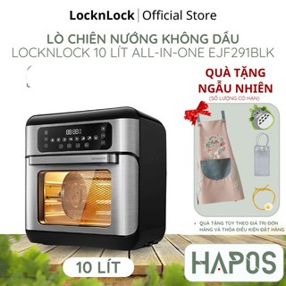 Lò chiên nướng không dầu 10l locknlock chính hãng, nhiều phụ kiện, cảm ứng đa năng all-in-one ejf291blk - hapos official