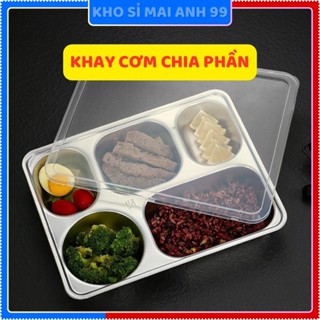 Khay cơm inox 304, khay cơm chia phần, khay cơm 4 và 5 ngăn kèm nắp đạy.