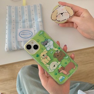 Ốp Lưng Cứng Tương Thích Với iPhone 12 12Pro 12ProMax 13 13Pro 13ProMax 14 14Pro 14ProMax 15 15Pro 15ProMax Ốp Nam Châm Họa Tiết Chó Con Bãi Cỏ Xanh