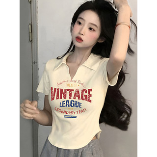 Mỹ Retro Cổ Chữ v Trang Trọng Vai Ngắn Tay Áo Thun Nữ Mùa Hè Ngọt Cay Nẹp Tay Cong Viền Ngắn Top Sli