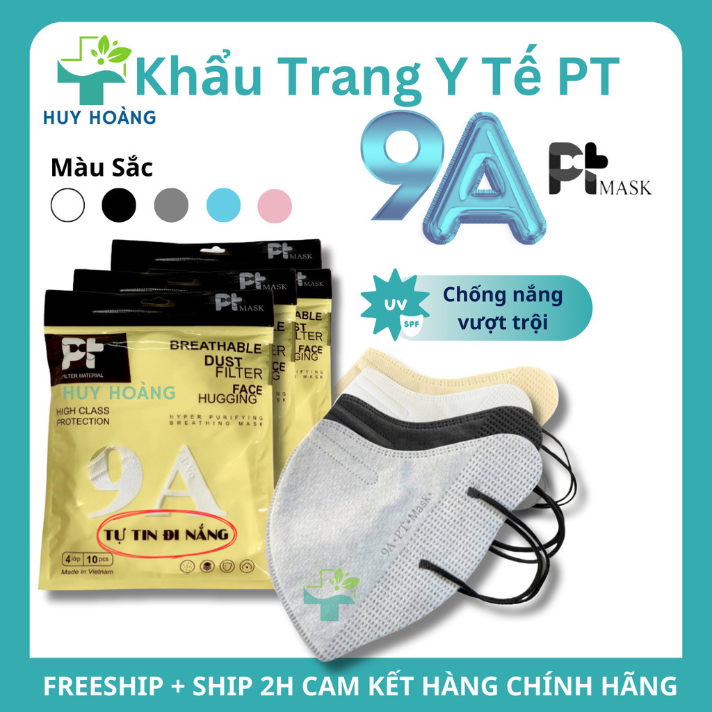 [Sỉ Thùng 500 Cái] Khẩu trang 9A PT Mask siêu chống nắng, Khẩu trang 9A 5 lớp dày dặn chống tia UV