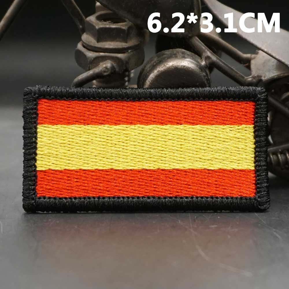 [Tùy chỉnh] Huy hiệu cờ Tây Ban Nha thêu AA 3D Velcro Patch / Huy hiệu / băng tay / Biểu tượng trang