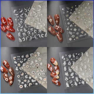 ⚡⚡COD Nhãn Dán Móng Tay Hoa Trắng New Craft 3D Phù điêu Kim Cương Màu Rắn Nhãn Dán Móng Tay Hoa Đính Kim Cương Giả Ngọc Trai Dán Móng Tay Miếng Dán Tự Dính Thanh Trượt DIY Đề Can Làm Móng Tay
