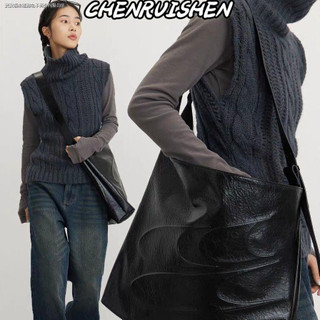 CHENRUISEN Túi Da Đen Sáp Dầu Đeo Vai Kích Thước Lớn Có Thể Điều Chỉnh