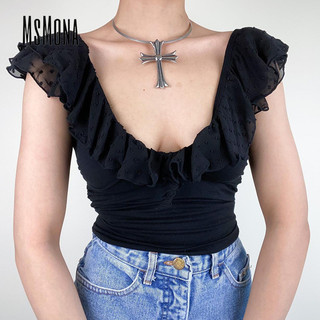 MsMona Nữ Tank Top Màu Trơn Cổ Chữ V Tay Ngắn Thời Trang Hàng Ngày Slim Fit Ngoài Trời Dạo Phố Tất Cả Trận Đấu