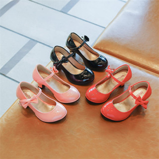  Giày Cao Gót Trẻ Em Xuân Thu Giày Công Chúa Cho Bé Gái Màu Trơn Nơ Trẻ Em Giày Da Tiệc Cưới Thời Trang Đa Năng 
