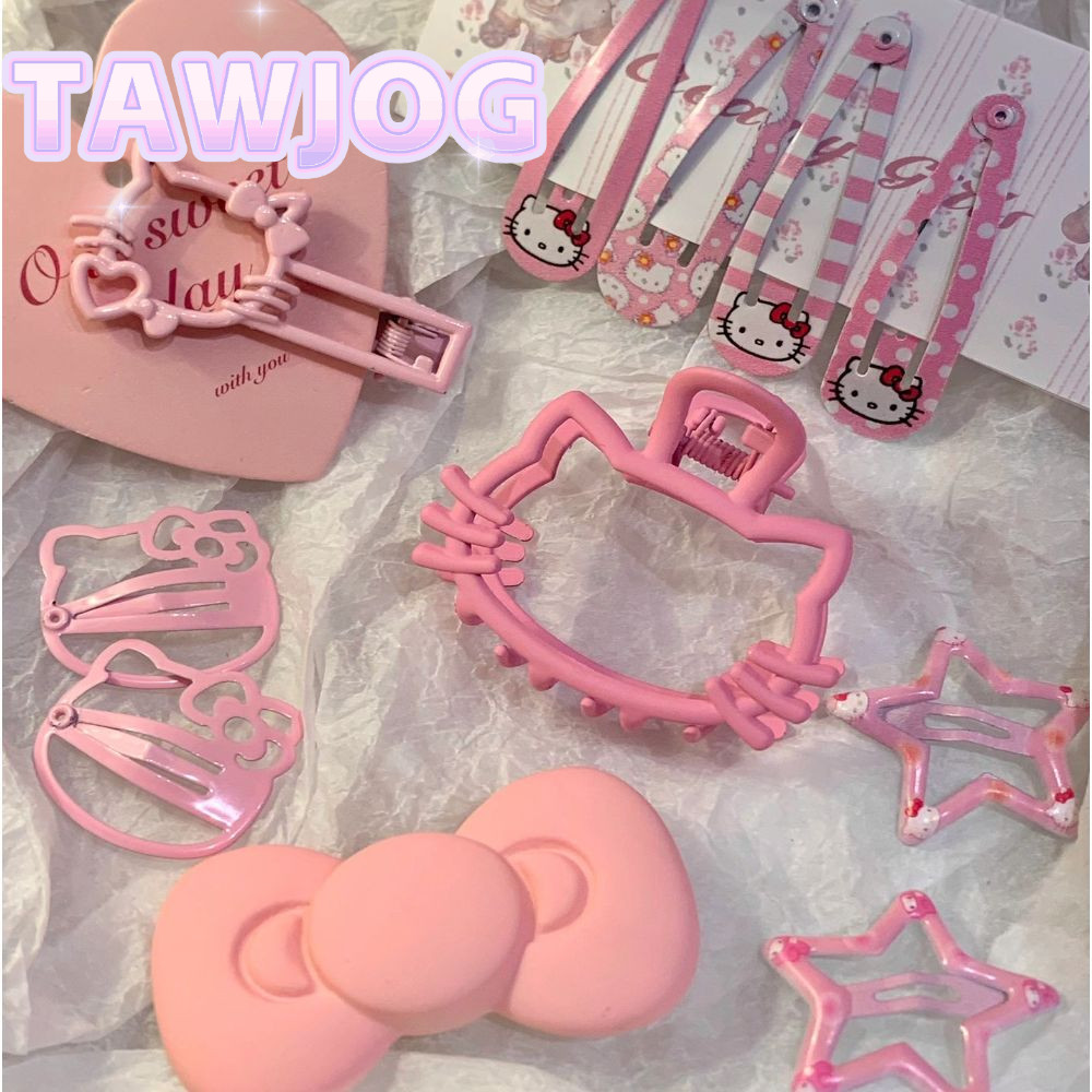 Tawjog Kawaii Hello Kitty BB Clip, Sanrio Metal KT Cat Collection Kẹp tóc, Màu hồng dễ thương Bangs 