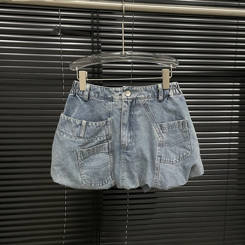 VSDS 2024Summer 3D Pocket Denim Skirt American Retro Flower Bud Short Skirt