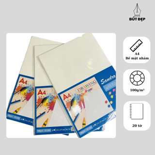 Giấy vẽ A4 Klong tập 20 tờ giấy vẽ  100gsm MS 703 giấy mỹ thuật màu chì than, bút sáp- BUTDEP.NET