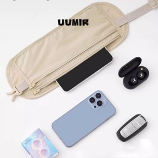 Túi đựng hộ chiếu du lịch UUMIR, Túi thắt lưng siêu mỏng màu trơn, Ví bảo mật ẩn vô hình chống trộm thoáng khí Unisex