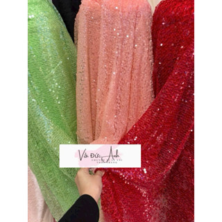 Kim sa lưới dệt cao cấp các hạt kim sa đẹp mắt may áo ,áo dài rất bling nha khổ 1m4 có màu xanh,đỏ,vàng,hồng