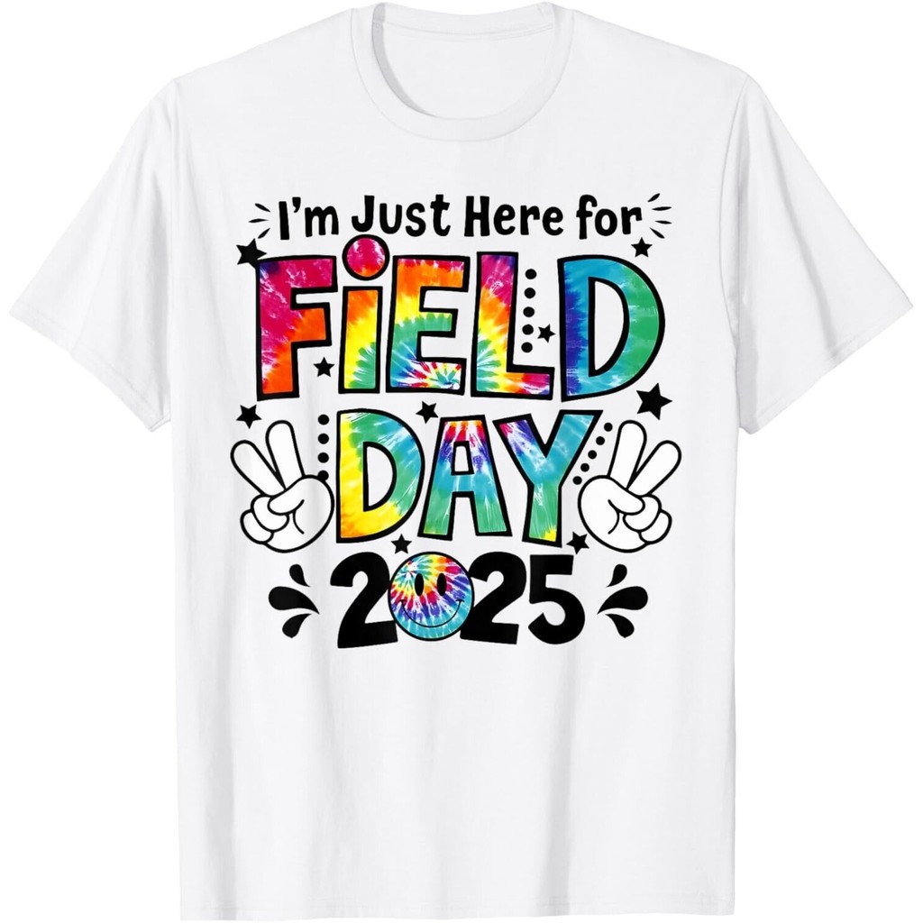 Thuốc nhuộm cà vạt Just Here For Field Day 2025 Peace Sign Teacher