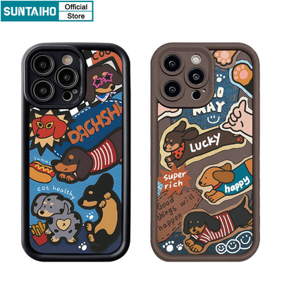 Suntaiho Ngộ nghĩnh Độc Đáo Họa Tiết Dachshund Ốp Điện Thoại Silicon Mờ Mềm Cao Cấp Chống Sốc Cho IPhone 11 12 13 14 15 16 Pro Max IP 7 8 Plus Iphon X Xs XR Xs Max