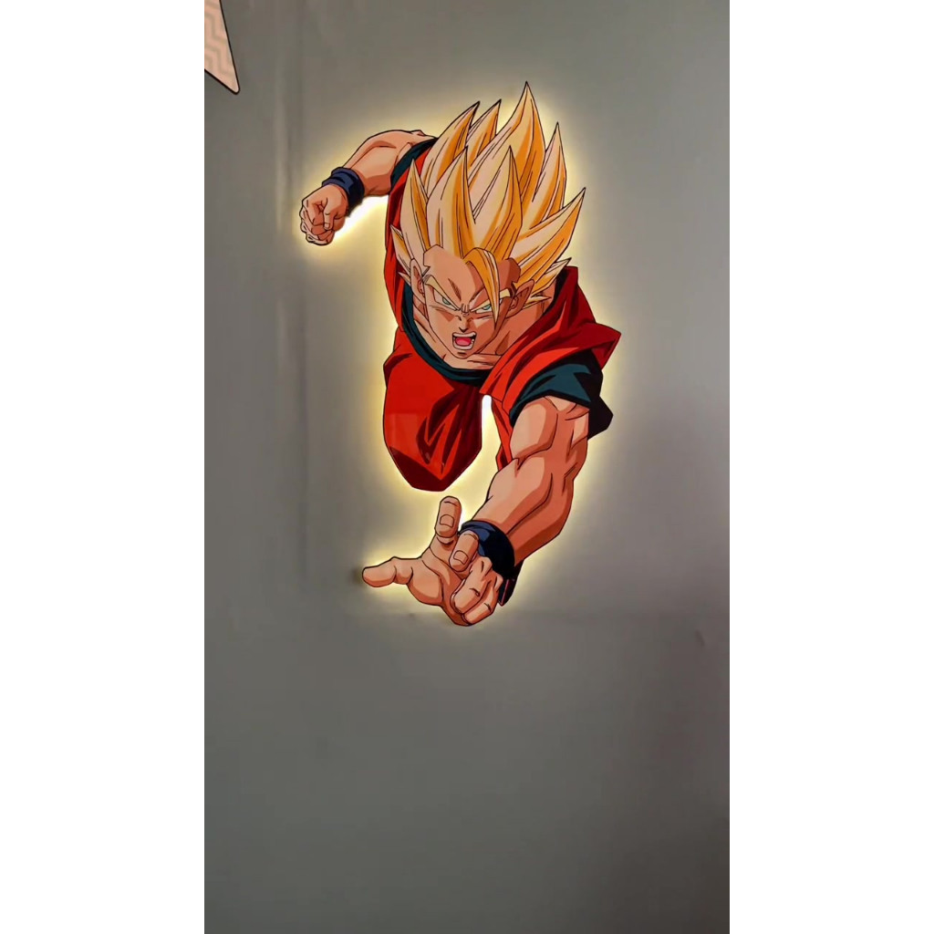 tranh tráng gương đèn led songoku trang trí phòng khách phòng ngủ ,... VIP