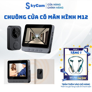  Chuông cửa không dây Chuông cửa M12 có camera đàm thoại 2 chiều dễ dàng xử dụng không cần kết nối app điện thoại 