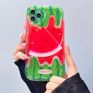 [ PHỦ BÓNG ] [ KÈM POPSOCKET ] Ốp Lưng Viền Hoa Nổi Chống Sốc - Watermelon - VSN042