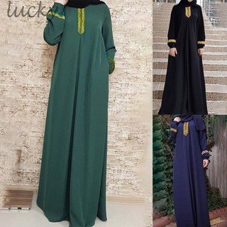 Váy nữ Ả Rập Áo choàng Hồi giáo Váy cổ chữ O Thời trang dành cho nữ